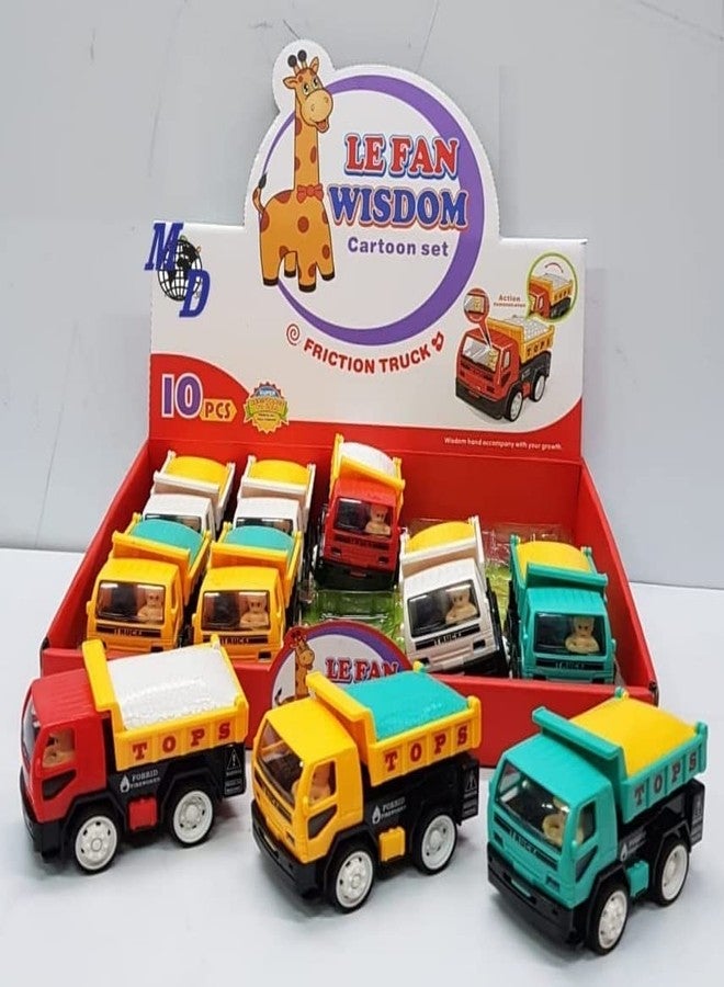 IndusBay® Pack of 2, Inertia Friction Powered Mini Push and Go Dumper Dump Truck Toy 4 Inches Truck for Toddler Kids, Multicolor - Image 4